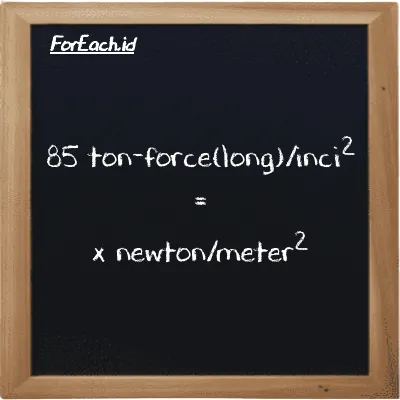 Contoh konversi ton-force(long)/inci<sup>2</sup> ke newton/meter<sup>2</sup> (LT f/in<sup>2</sup> ke N/m<sup>2</sup>)
